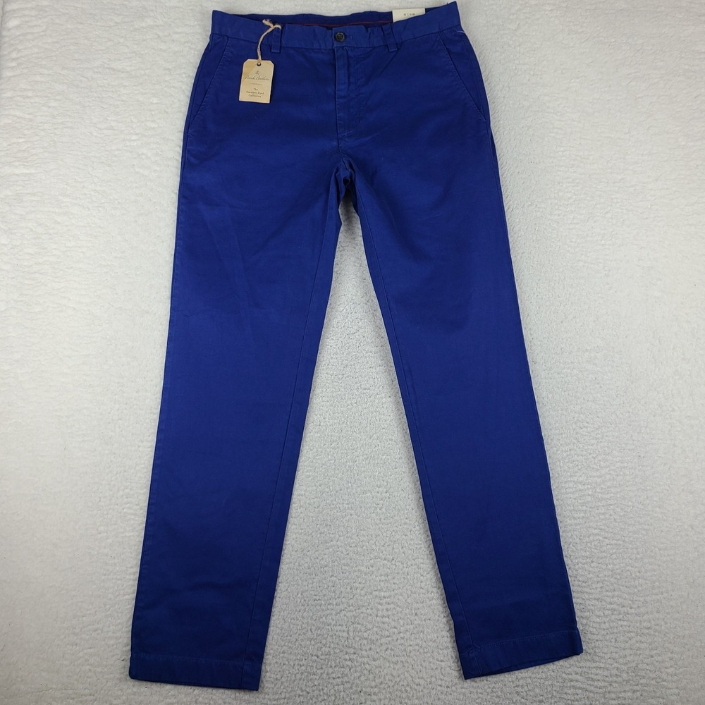 Brooks Brothers Pants Mens 33x32 Blue Red Fleece Straight Leg Chino NWT NEW